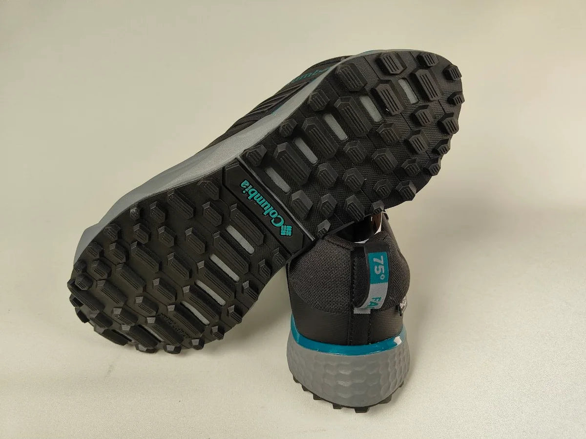 Columbia Peakfreak II OutDry hiking shoe sole with Adapt Trax outsole – Bottom View | RunInRain