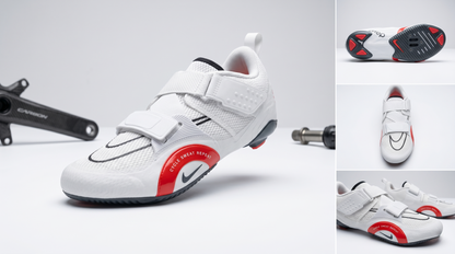 Nike SuperRep Cycle 2 NN Indoor Cycling Shoe White/Black on a gray background – 3q View @RunInRain 
