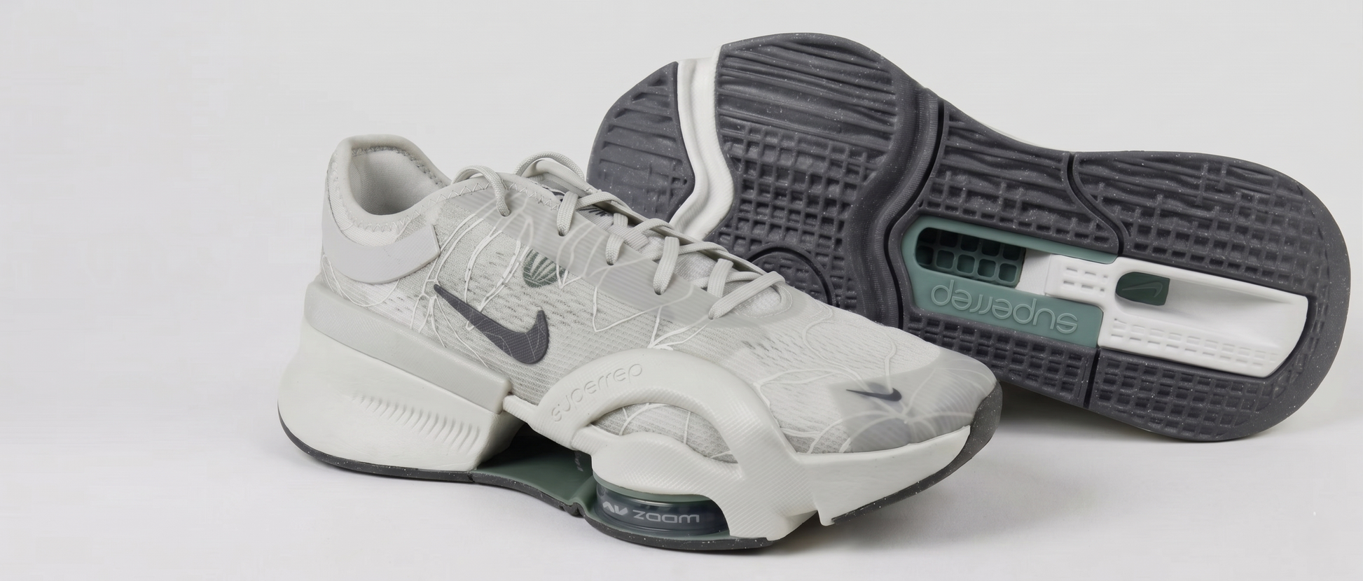 White Nike Zoom SuperRep 2 with a visible brand logo on a light gray background