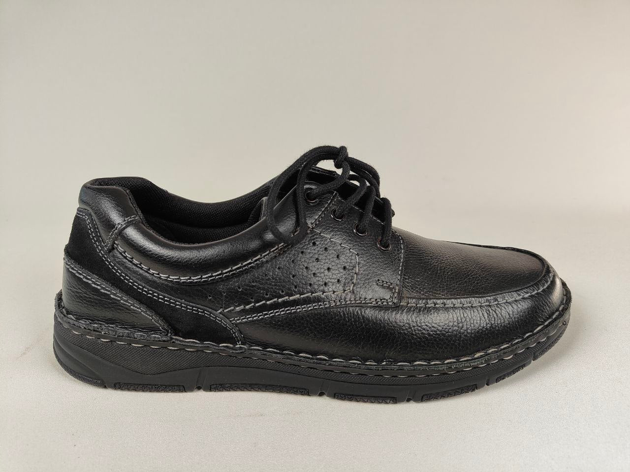 Black Orchard Anatomical Leather Loafers shoe on a light gray background