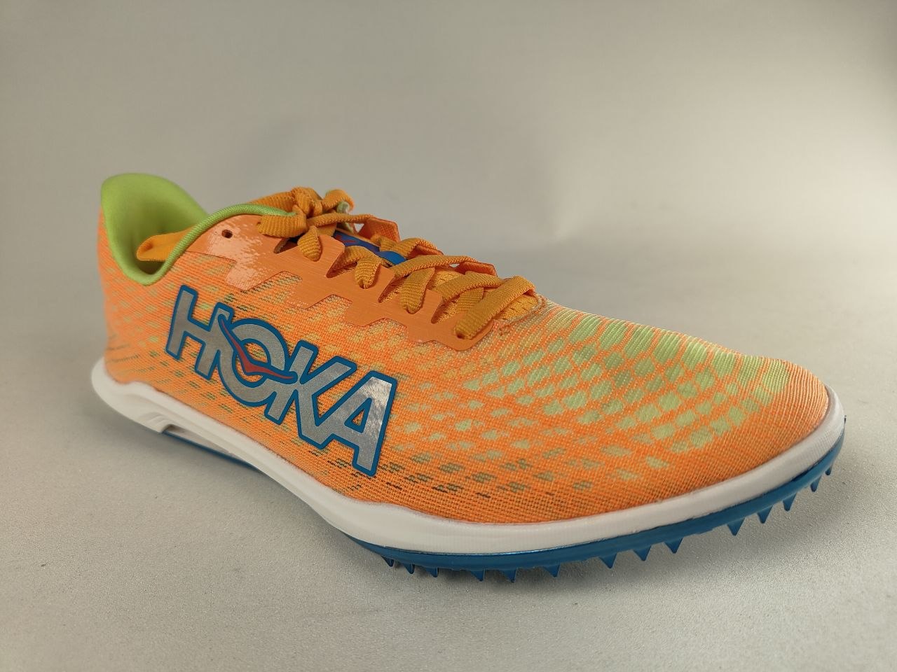 HOKA Cielo X 2 MD track spikes in Solar Flare colorway – 3/4 View
